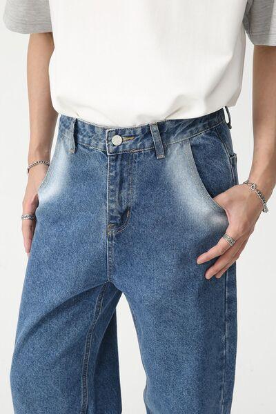 Men's Tie-Dye Washed Straight Leg Jeans - Clothes For Her Online Store