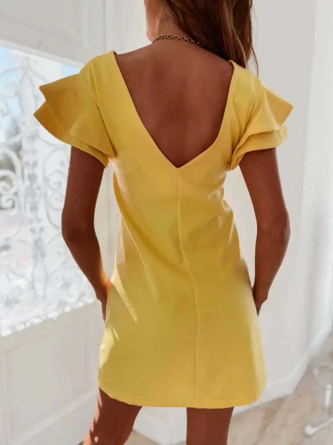 Ruffled Layered Short Sleeve Mini Dress