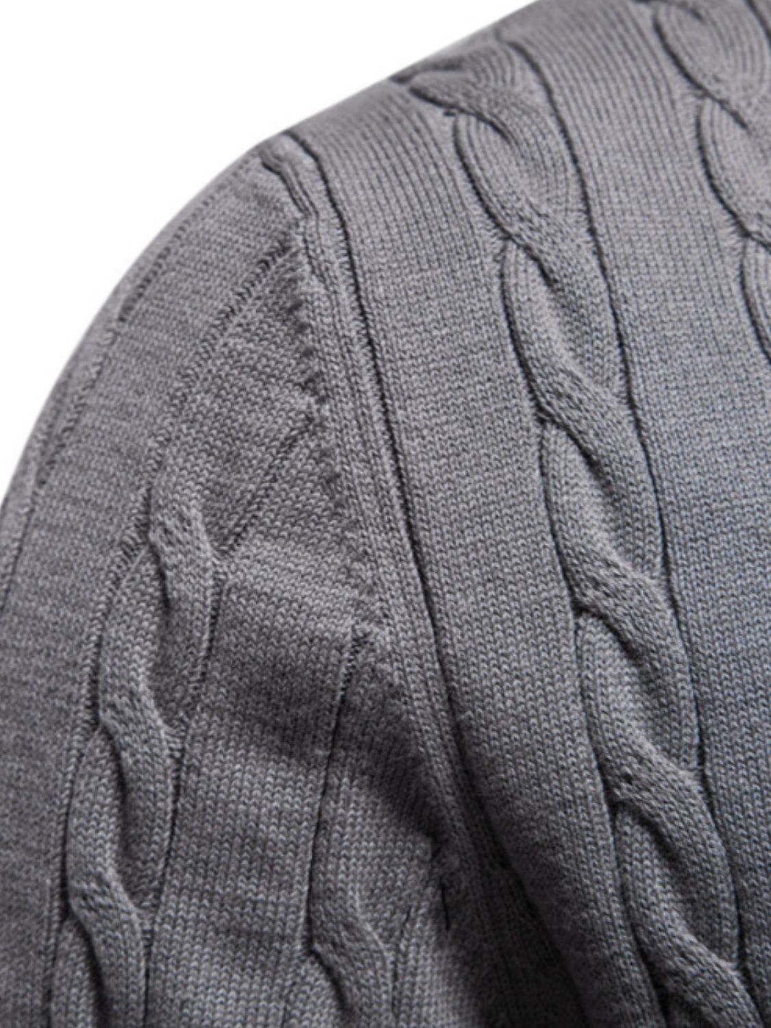 Men's Cable-Knit Round Neck Long Sleeve Sweater - Clothes For Her Online Store