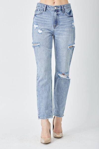 RISEN Distressed Slim Cropped Jeans - Clothes For Her Online Store