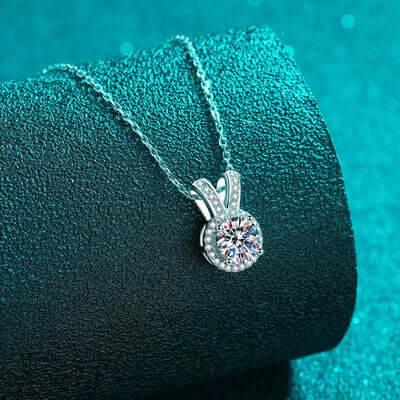 1 Carat Moissanite Rabbit Ears Shape Pendant Necklace