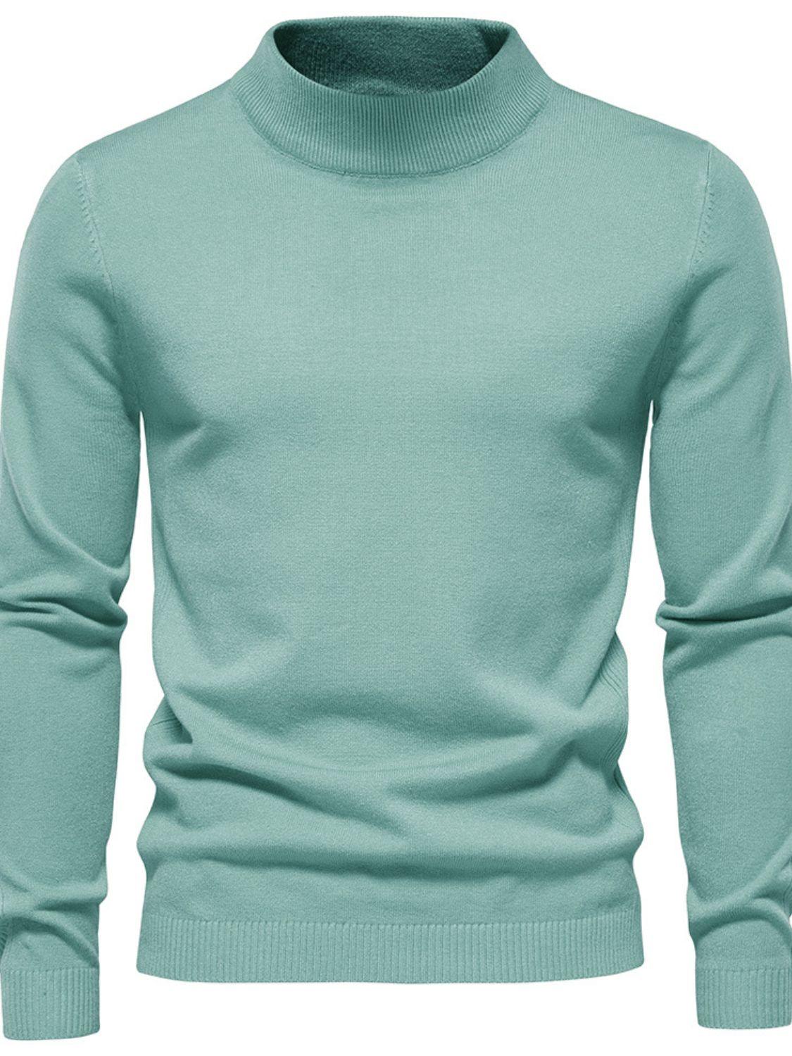 Men's Mock Neck Long Sleeve Sweater - Clothes For Her Online Store