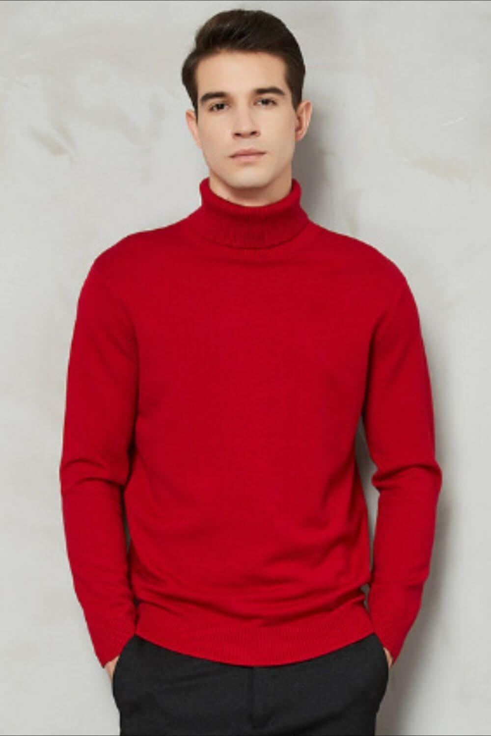 Men's Plus Size Turtleneck Long Sleeve Sweater