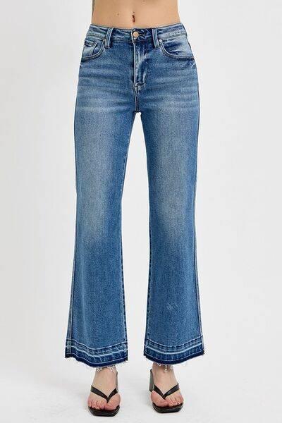 RISEN Full Size Raw Hem Ankle Bootcut Jeans Plus Size - Clothes For Her Online Store