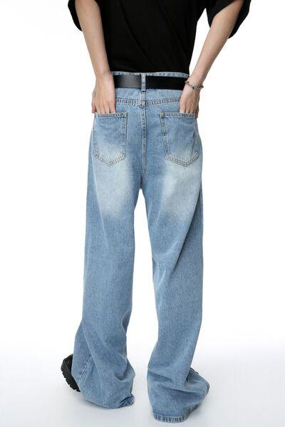 Mid Rise Wide Leg Men's Jeans with Pockets - Clothes For Her Online Store