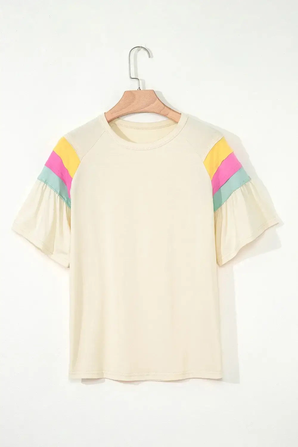 Color Block Stitched Sleeve Loose T Shirt