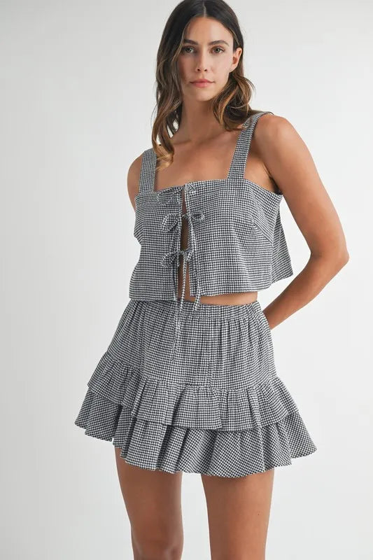 MABLE Gingham Plaid Crop Top and Mini Skirt Set - Clothes For Her Online Store