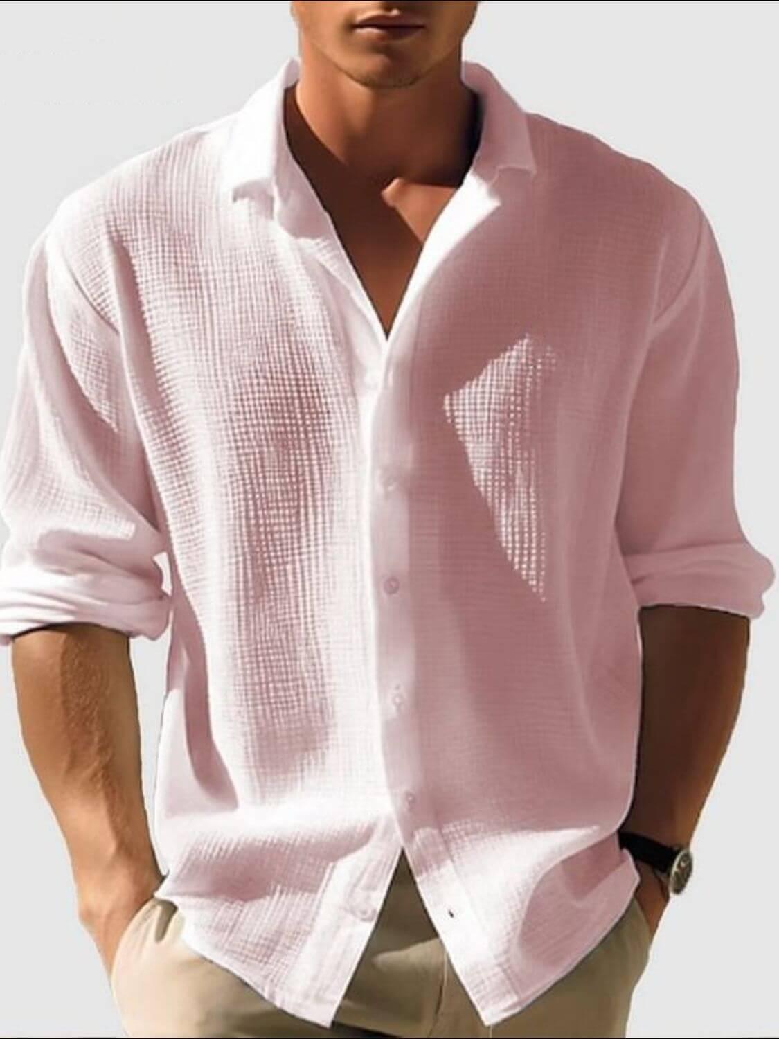 Men's Full Size Collared Neck Button Down Long Sleeve Shirt Plus Size