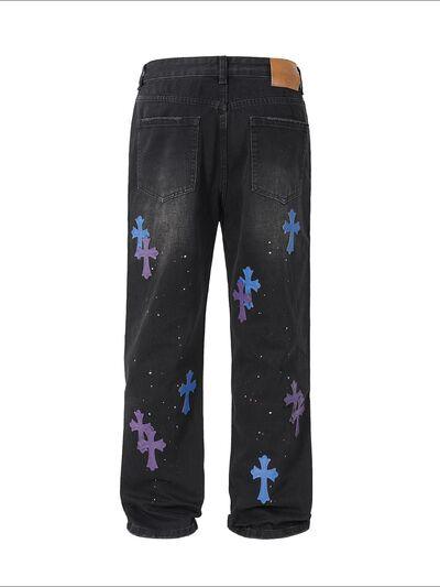 Men's Cross Wide Straight Jeans - Clothes For Her Online Store