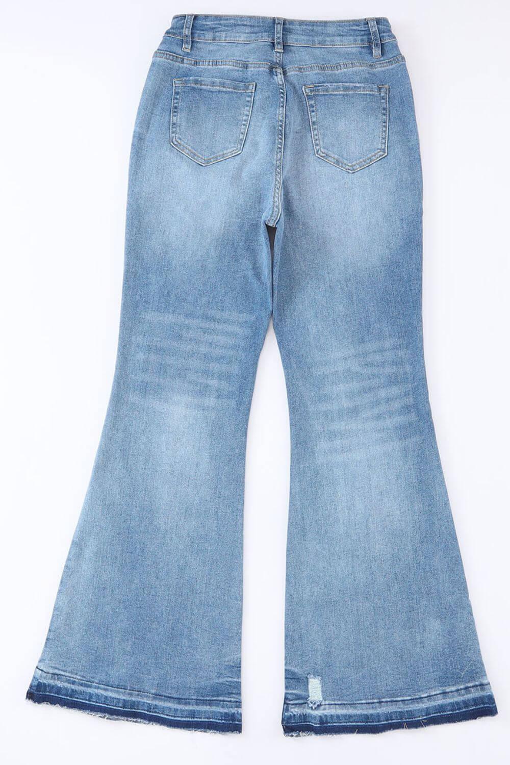 High Waist Button Fly Flared Jeans