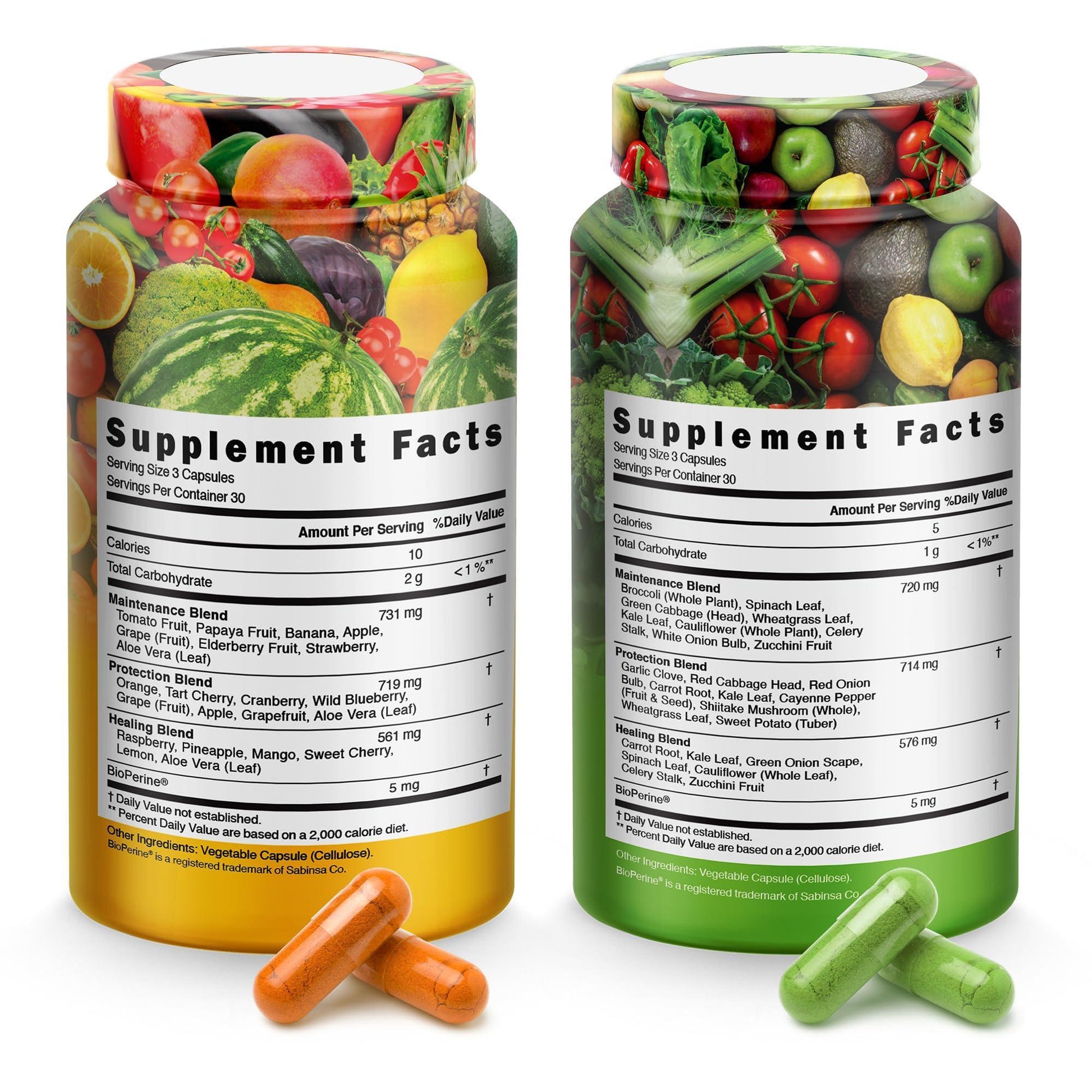 Fruits and Vegetables Supplements With BioPerine Contains 38 Fruits &