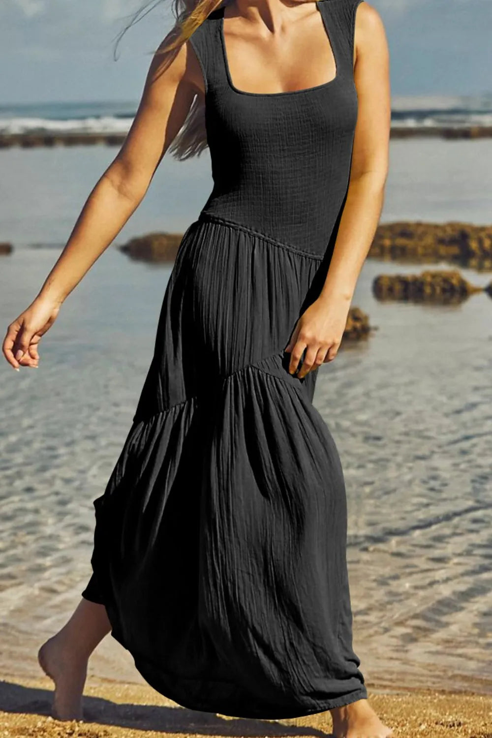 Square Neck Wide Strap Dress