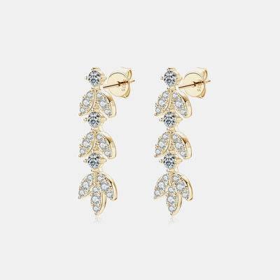925 Sterling Silver Moissanite Leaf Earrings - Clothes For Her Online Store