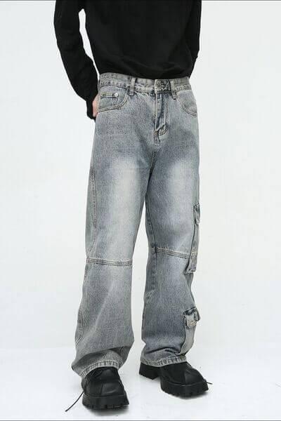 Wide Leg Jeans with Cargo Pockets