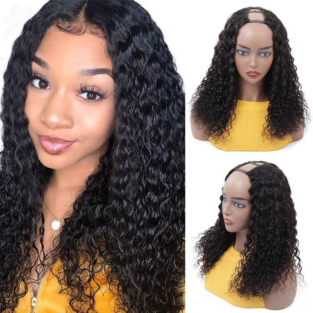 U Part Wig Water Wave Human Hair Wigs For Black Women Brazilian Remy HBrand Name: BeumaxWigs Length: longHair Grade: 10A Grade Weight: 180% is 230g, 200% is 300gMaterial Grade: Remy HairMaterial: Human HairMade Method: Machine MadeCan Be Permed: YesItems