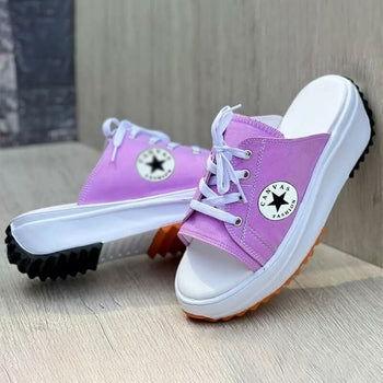 2022 Casual Canvas Thick-soled Lace-up Womens Sandals Slippers - Clothes For Her Online Store