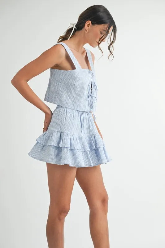 MABLE Gingham Plaid Crop Top and Mini Skirt Set - Clothes For Her Online Store