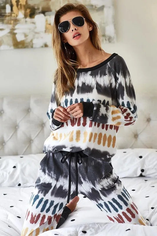 BiBi Tie Dye Print French Terry Top
