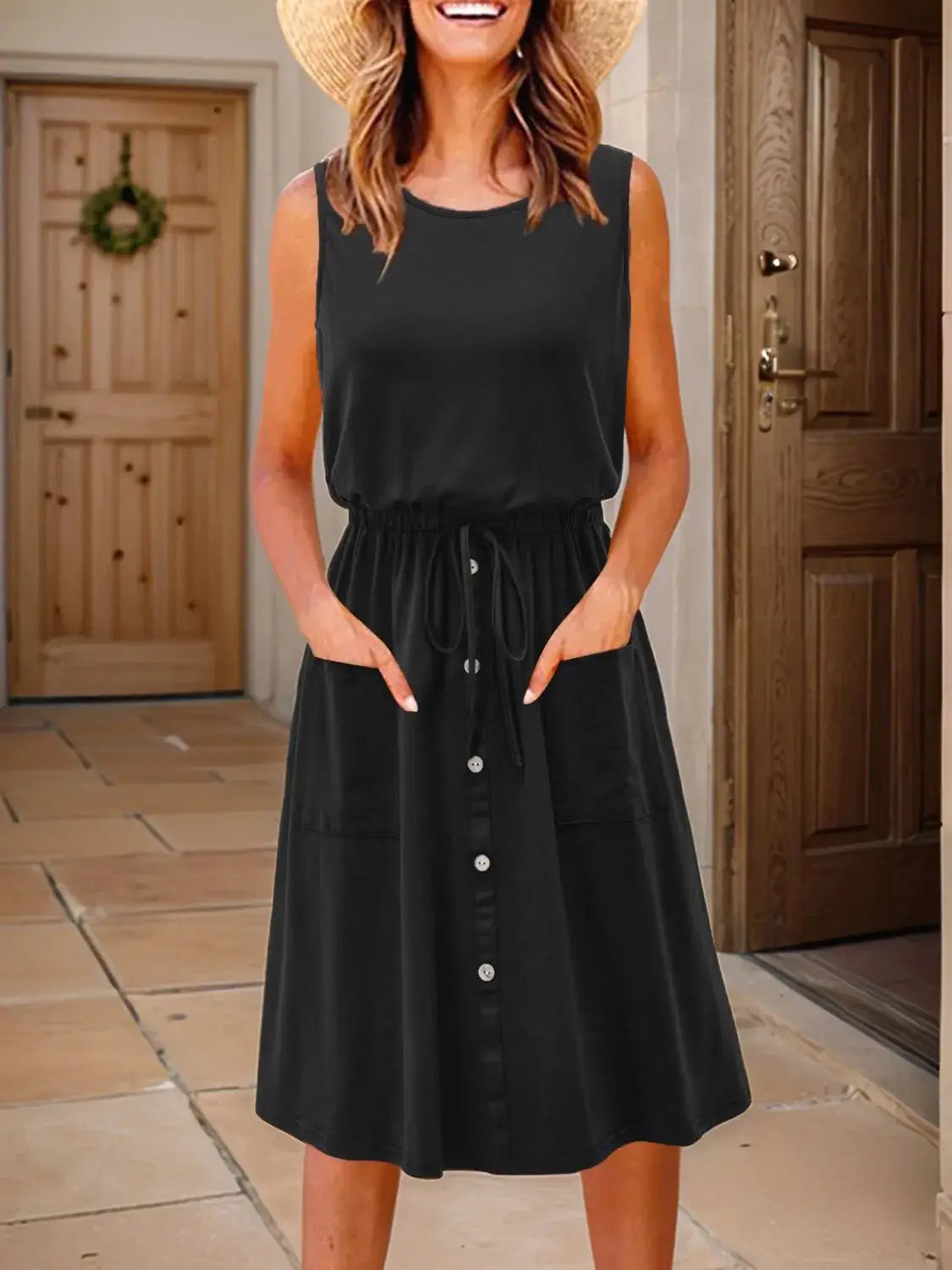 Full Size Round Neck Sleeveless Tank Dress Plus Size - Clothes For Her Online Store