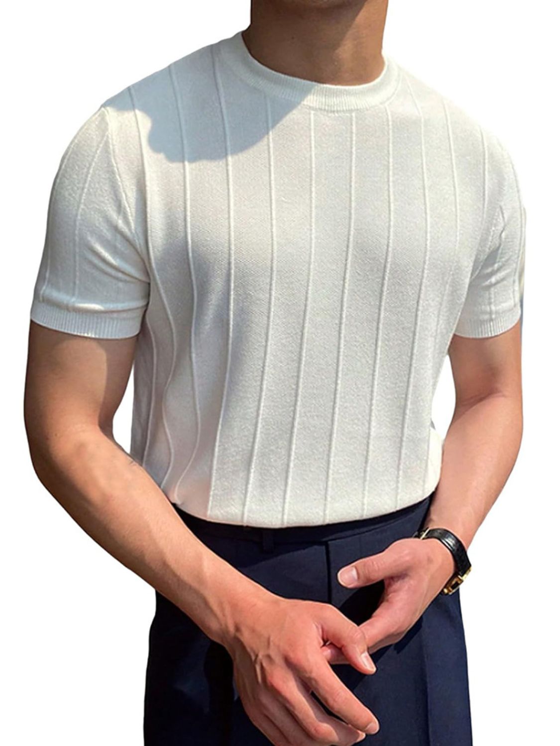 Men's Full Size Round Neck Short Sleeve T-Shirt Plus Size - Clothes For Her Online Store