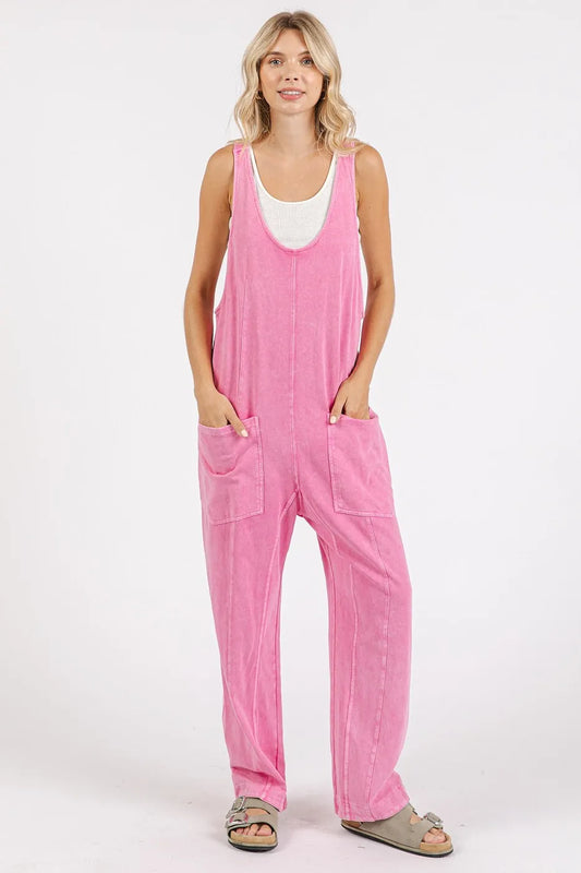 Mittoshop Mineral Wash Relaxed Fit Sleeveless Harem Jumpsuit - Clothes For Her Online Store