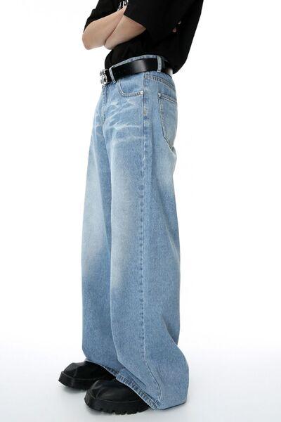 Mid Rise Wide Leg Men's Jeans with Pockets - Clothes For Her Online Store