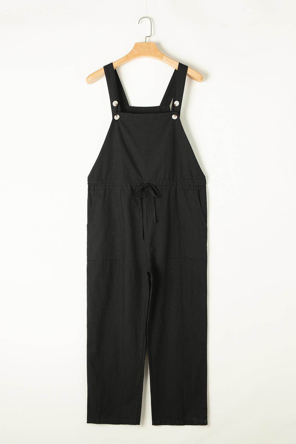 Drawstring Wide Strap Overalls with Pockets - Clothes For Her Online Store