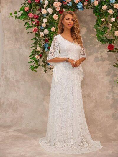 Lace V-Neck Floor length Dress