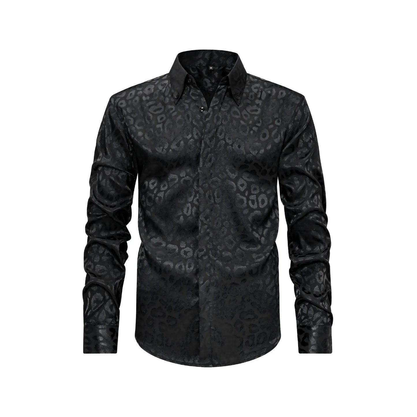 Men's Full Size Leopard Button Down Satin Shirt Plus Size
