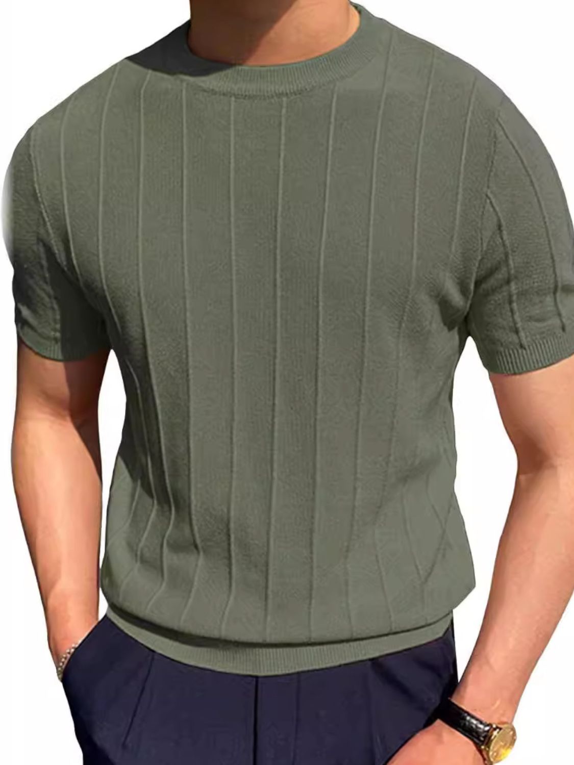 Men's Full Size Round Neck Short Sleeve T-Shirt Plus Size - Clothes For Her Online Store