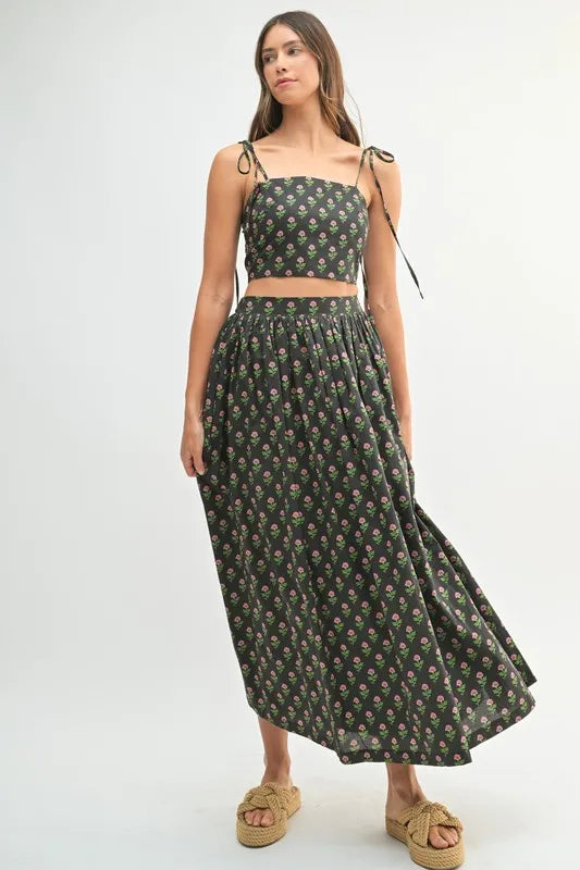 MABLE Floral Crop Top and Skirt Set - Clothes For Her Online Store