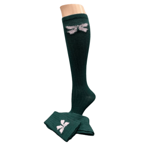 Bow Pattern Hi-Bulk Acrylic Knee-Hi Women's Socks