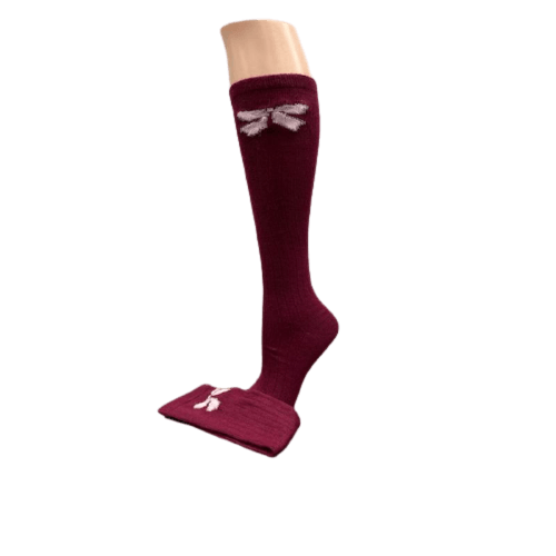 Bow Pattern Hi-Bulk Acrylic Knee-Hi Women's Socks