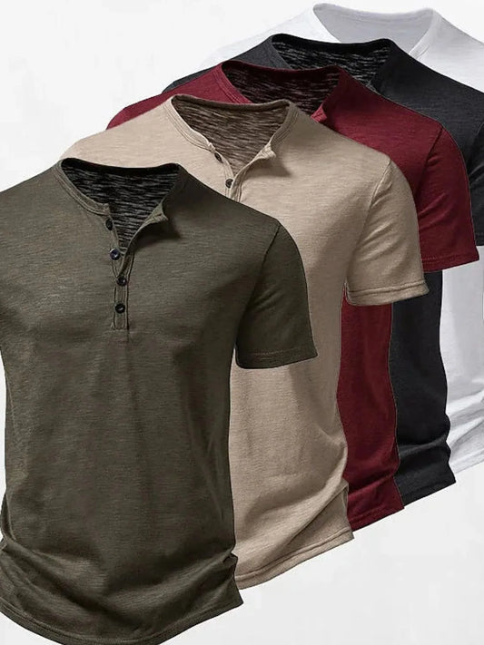 Men's Full Size Button Detail Short Sleeve Polo Plus Size