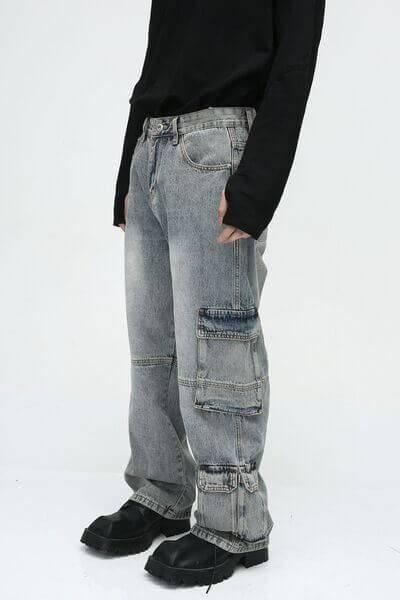 Wide Leg Jeans with Cargo Pockets