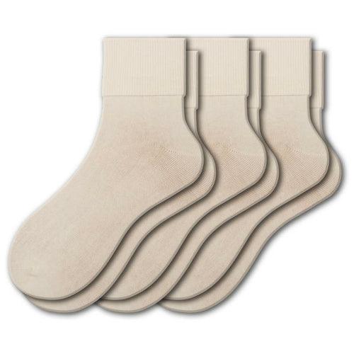 Turn Cuff Organic Cotton Seamless Toe 3 pair Pack | No Toe Seam Socks