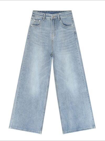 Wide Leg Jeans with Pockets - Clothes For Her Online Store