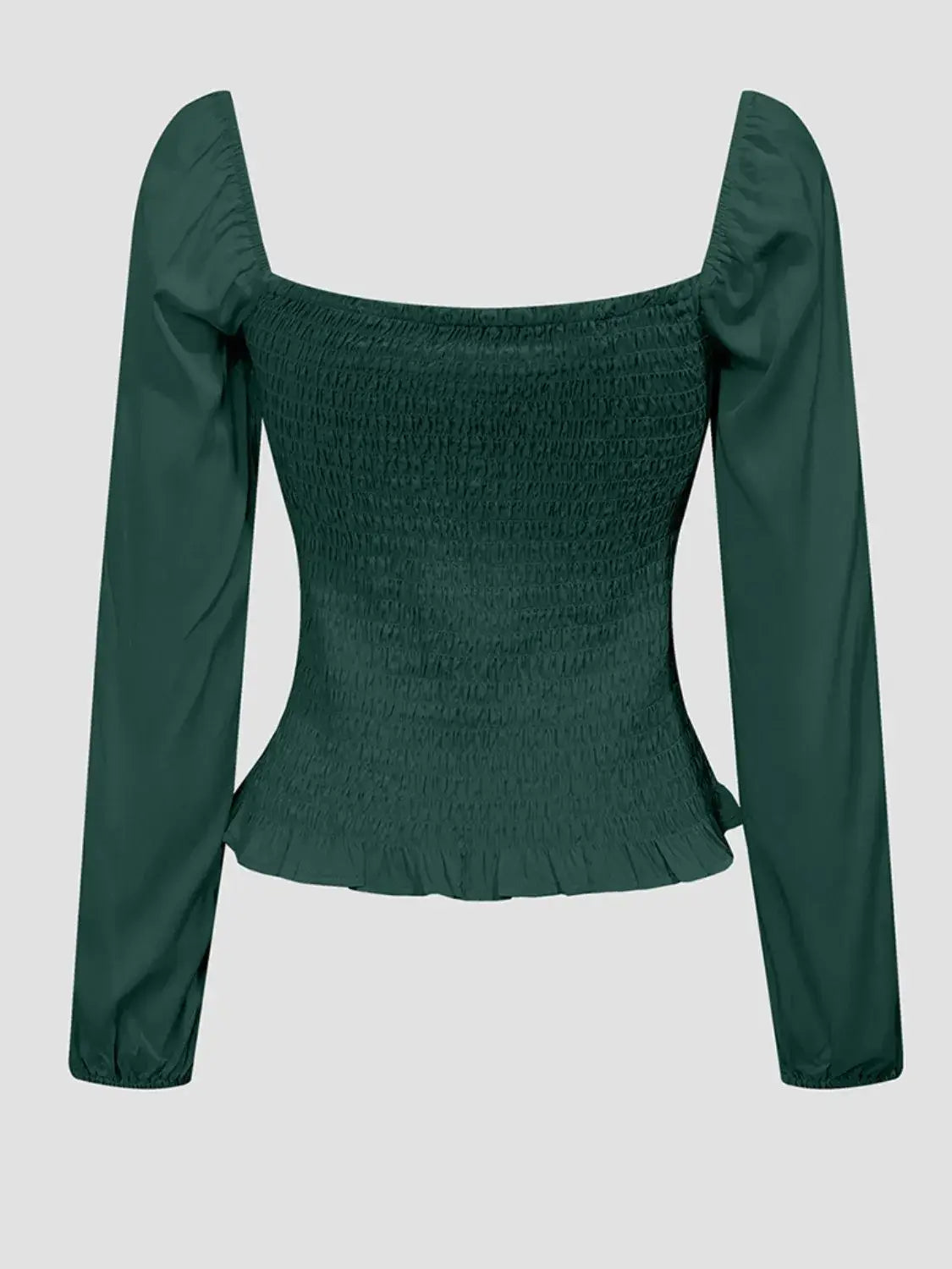 Smocked Square Neck Balloon Sleeve Blouse
