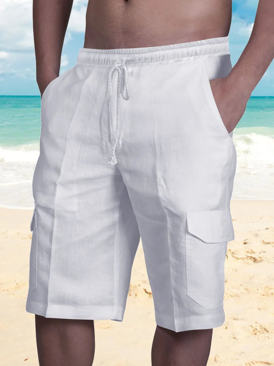 Men's Plus Size Drawstring Pocketed Shorts