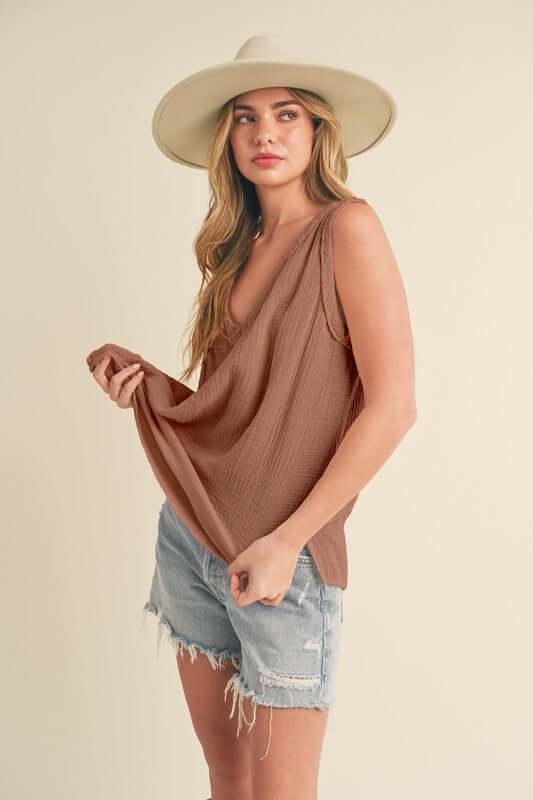 Aemi + Co V-Neck Wide Strap Tank