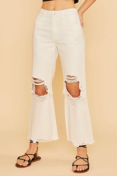Annie Wear Distressed Raw Hem Jeans - Clothes For Her Online Store