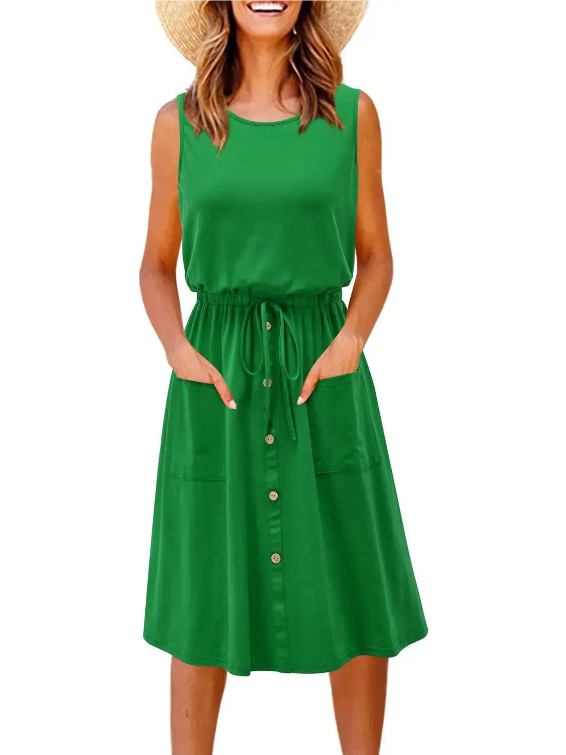 Full Size Round Neck Sleeveless Tank Dress Plus Size - Clothes For Her Online Store