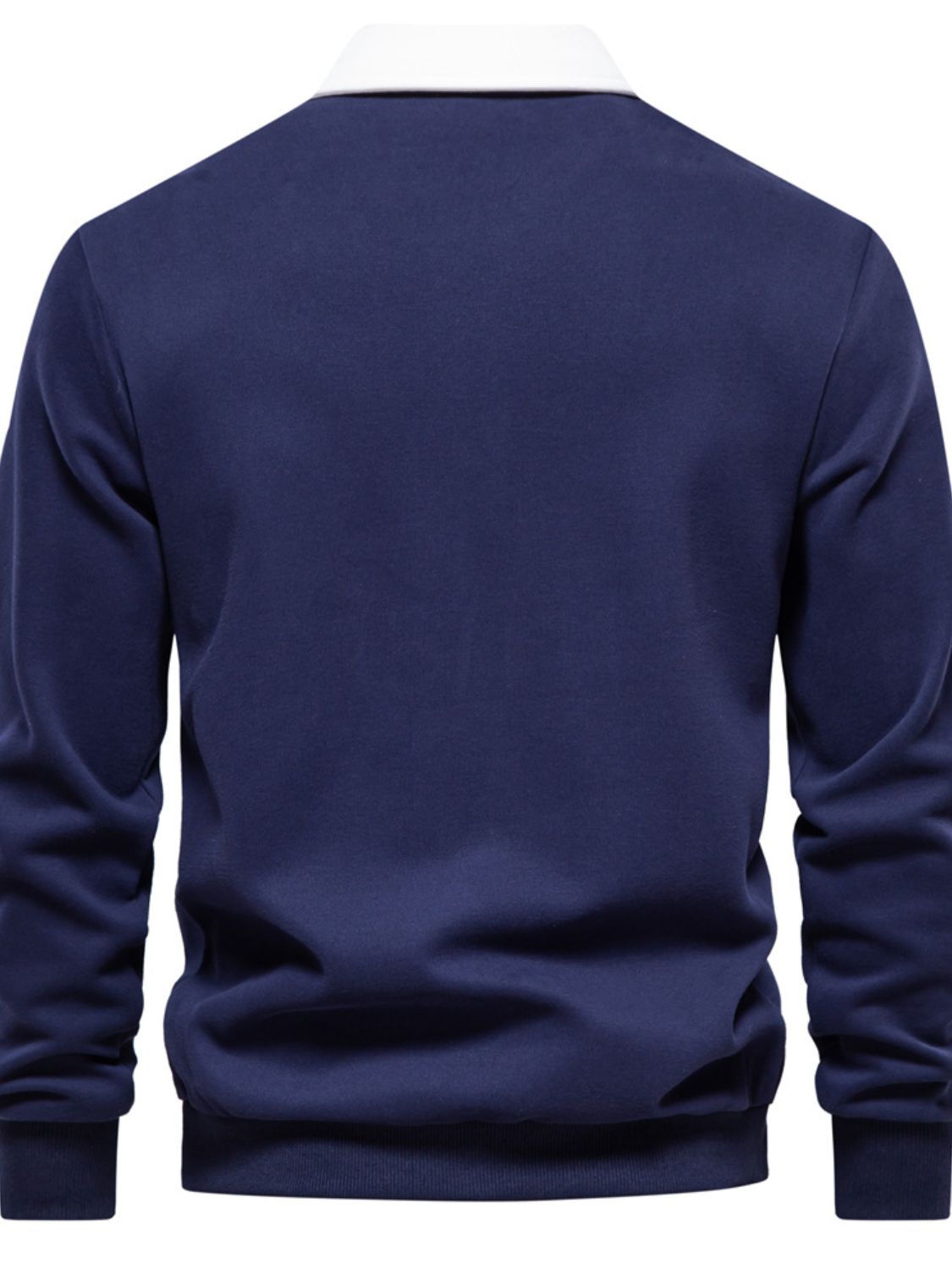 Men's Quarter Button Collared Neck Long Sleeve Polo