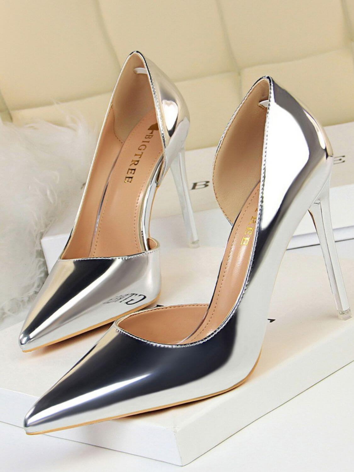 PU Leather Point Toe Stiletto Pumps