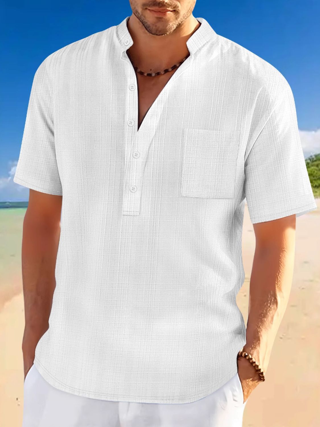 Men's Full Size Half Button Short Sleeve Polo Plus Size - Clothes For Her Online Store