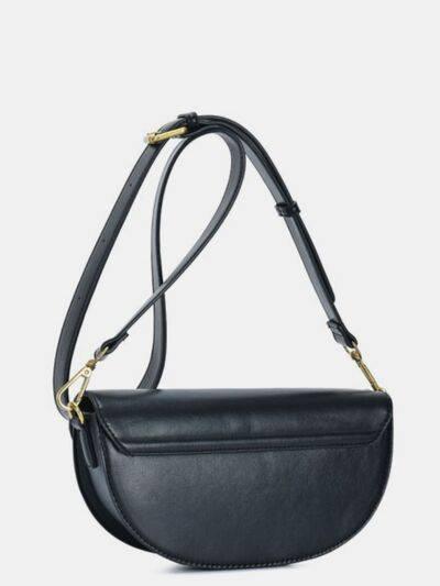 Fame Buckle Closure Crescent Faux Leather Crossbody Bag