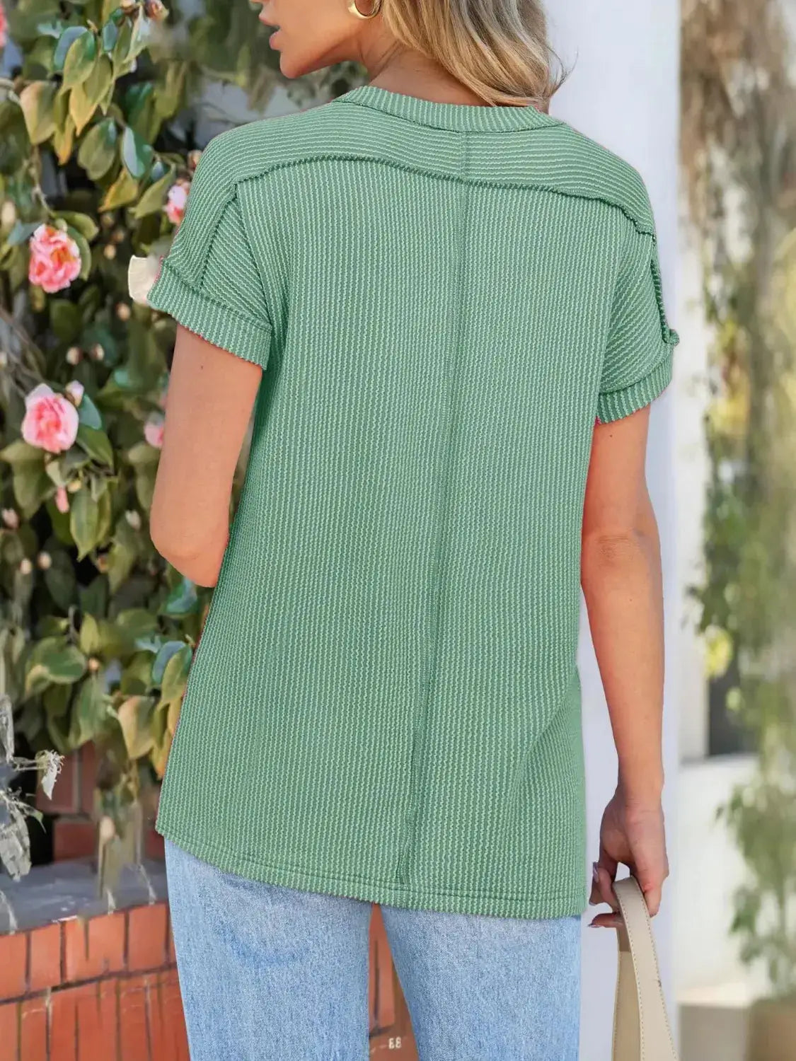 Round Neck Short Sleeve T-Shirt - Clothes For Her Online Store