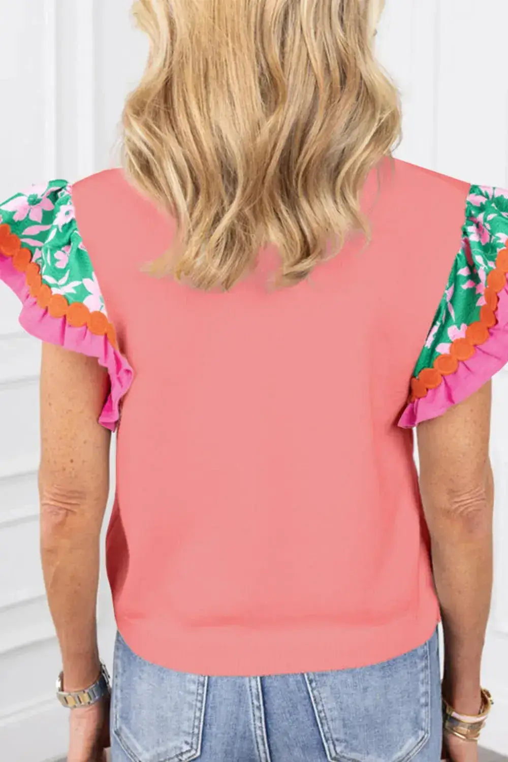 Ruffled Round Neck Cap Sleeve Top - Clothes For Her Online Store