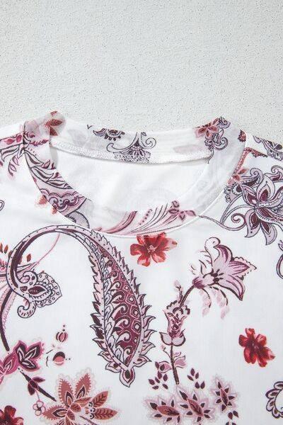 Paisley Mock Neck T Shirt