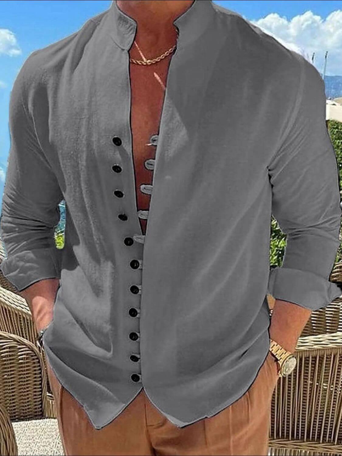 Men's Full Size Button Front Long Sleeve Shirt Plus Size